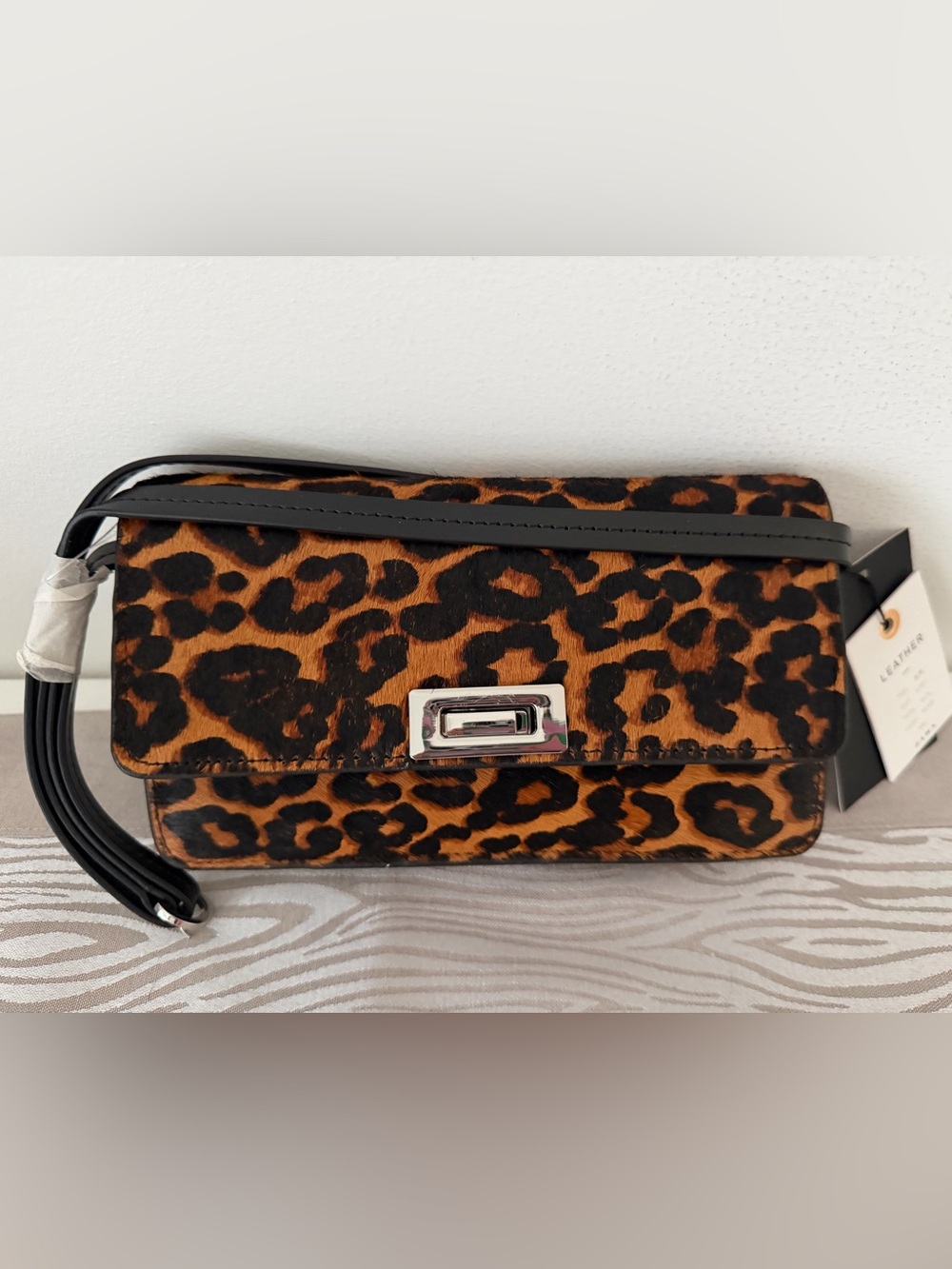 Zara Leopard Print Shoulder Bag - Brown & Black